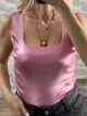 Metallic Wide Straps Knitted Top-1501/Pink