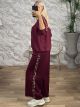 Double Leopard Stripes Set-26582/Burgundy