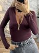 Metallic Ve Bodysuit/Burgundy