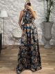 Maxi Satin Neck Bow Dress/Petrol