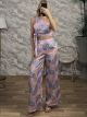 Satin OneShoulder Tied Set-3308/Pink