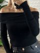 OpenShoulders Knitted Top/Black