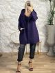 Hood Boucle Buttons Coat/Purple