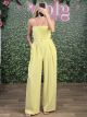 Strapless Belt Jumpsuit-90343/Yellow