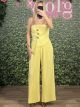 Strapless Pleated Jumpsuit/Yellow