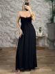 Viscose Strapless Shirred Maxi Dress-5118/Black