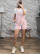 Viscose Overalls Shorts Set/Pink