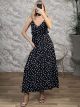 Mat Viscose Polka Dot Maxi Dress/Black