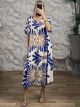 Viscose Soft ShortSleeve Midi Dress-11618/Blue