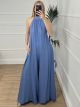 Oversized Open Back Jumpsuit/Blue