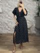 Polka Dot SilverButton Maxi Dress/Black