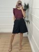 Cotton Long Belt Shorts/Black