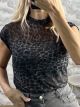 C-Through ShortSleeves Top-06341/Grey Leopard