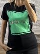 ICE QUEEN Strassed Cotton T-Shirt/Black