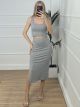 Ribbed Skirt + Free Top/Grey