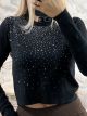 Strass Cropped Sweater-293/Black