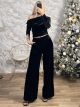 Velvet Pants Set-6238/Black