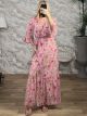 Maxi GoldenThread Wrapover Dress-SS-Floral/Pink