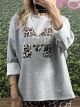 Strass & Leopard Print Sweatshirt/Grey