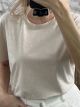 Cotton Strassed T-Shirt-2257/Beige