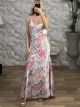 Satin Floral Maxi Dress-51311/Pink