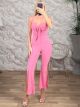 OpenCabbana Bow Jumpsuit-22606/Pink