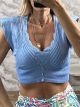 Embroidered Knitted Top-1583/Ciel