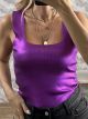 Metallic Wide Straps Knitted Top-1501/Purple