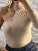 OneSleeve Elastic Bodysuit-9356/Beige