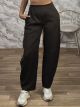 Barrel Highwaist Pants-45386-3/Chocolat