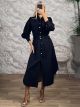 Denim Semizie Midi Dress-2806/Blue