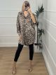 Satin Long Animal Shirt/Leopard