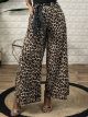 Wide Crep Strass Pants/Leopard