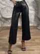 Wide Leather Ankle Pants-1853