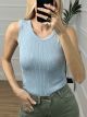 Rhinestone Ribbed Top/L.Blue