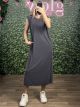 Viscose Sleeveless Midi Dress/Grey