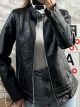 Leather Mao Jacket-189/Black