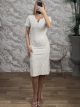 Cotton Elastic Midi Dress-8072/Beige Floral