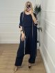 3 Pieces Set White Stripe/Navy Blue