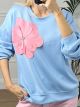 Viscose Flower Sweatshirt/Blue