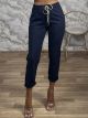 Cotton Drawstring Ηighwaist Pants/Navy Blue