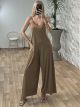 Elastic Jumpsuit-Monochrome/Beige