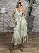 Viscose Gold Print Boho Dress-2539/L.Green