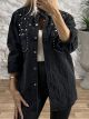Denim Pearls & Strass Shirt-8506/Black