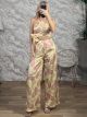 Satin OneShoulder Tied Set-3308/Yellow