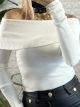 OpenShoulders Knitted Top/White