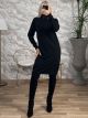 Knitted Oversized Dress-2323/Black