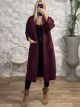Long Oversized Coat-3192/Burgundy