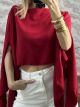 TwoPieces Muslin Poncho Top/Red