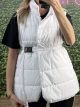 Sleeveless Belt HighNeck Jacket/White